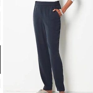 NWT J.Jill PureJill Silky Sand-Washed Woven Tapered Pants Petite Medium in Navy